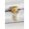 316L Çelik Sallantılı Zirkon Taşlı Çiçek Model Gold Renk Nomination Charm