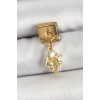 316L Çelik Sallantılı Zirkon Taşlı Deniz Kabuğu Ve Yıldız Model Gold Renk Nomination Charm