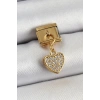 316L Çelik Sallantılı Zirkon Taşlı Kalp Model Gold Renk Nomination Charm