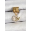 316L Çelik Sallantılı Zirkon Taşlı Kelebek Detaylı Halka Model Gold Renk Nomination Charm