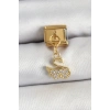 316L Çelik Sallantılı Zirkon Taşlı KuğuModel Gold Renk Nomination Charm