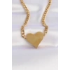 316L Çelik Zincir Altın Renk Düz Plaka Kalp Kolye