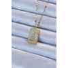 316L Çelik Zincir Altın Renk Mavi Mineli Tarot Kolye
