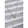316L Çelik Zincir Gold Renk Pembe Zirkon Taşlı Charm Kadın Kolye
