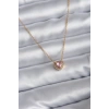 316L Çelik Zincir Gold Renk Pembe Zirkon Taşlı Charm Kadın Kolye