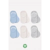 6Lı Silikonlu Babet Penye Çorap 30101 Mavi Ekru Gri