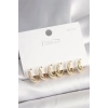 925 Ayar Gümüş Çivi Pirinç Gold Renk İşlemeli Halka Model Kadın Küpe Seti