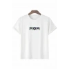 Anneler Gününe Özel Tasarım mom Çiçek Baskılı T-shirt - Beyaz