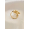 Ayarlamalı Gold Renk Metal Zirkon Taşlı Kanat Yüzük