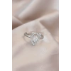 Ayarlamalı Silver Renk Metal Zirkon ve Kristal Taşlı Damla Model Yüzük