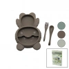 Ayicik Model=3 Bölmeli̇ Bebek Beslenme Seti̇ 3Pcs=Mama Kabi-Kaşik-Çatal 500Ml Renkli̇ Plst