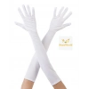 Beyaz Renk Dirseğe Kadar Uzun Kumaş Eldiven 40 cm