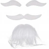 Beyaz Renk Kendinden Yapışkanlı Takma Sakal Bıyık ve Kaş Seti