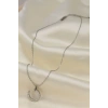 Çelik Silver Renk Zirkon Taşlı Çivi Model Kadın Kolye