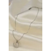 Çelik Silver Renk Zirkon Taşlı Çivi Model Kadın Kolye