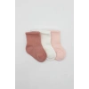Cherry Girl 3lü Penye Soket Çorap 10138 Pudra