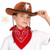 Çocuk Kovboy Şapka Rozetli Kahverengi & Kırmızı Bandana Seti