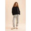 Coool Oversize Geniş Kalıp Bisiklet Yaka Basic Düz Kalın Siyah Sweatshirt