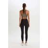 Defacto Fit Yüksek Bel İçi Yumuşak Tüylü Beli Saran Basic Düz Sporcu Tayt