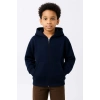ERKEK ÇOCUK KAPÜŞONLU KANGURU ÇEPLİ TAM FERMUARLI HIRKA SWEATSHİRT - LACİVERT