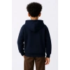 ERKEK ÇOCUK KAPÜŞONLU KANGURU ÇEPLİ TAM FERMUARLI HIRKA SWEATSHİRT - LACİVERT