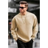 ERKEK DÜZ BİSİKLET YAKA SWEAT - BEJ