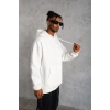 ERKEK DÜZ KAPÜŞONLU SWEAT - BEYAZ