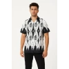 ERKEK İKİ İPLİK KUMAŞ DİJİTAL BASKILI GÖMLEK - SİYAH
