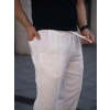 Erkek Keten Cepli Çıma Dikişli jogger Buggy Pantalon Rahat kalıp - Beyaz