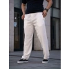 Erkek Keten Cepli Çıma Dikişli jogger Buggy Pantalon Rahat kalıp - Beyaz