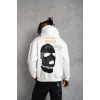 ERKEK KORDONLU MASKE BASKILI KAPÜŞONLU SWEAT - BEYAZ