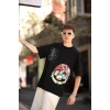 Erkek Mario Baskılı Oversize T-Shirt - Siyah