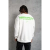 Erkek Oversize Sweatshirt – Beyaz Renk | Ön ve Sırt Baskılı, Üç İplik İçi Pamuklu Kumaş, Rahat Kalıp, Ribanalı Kışlık Sweat | Winagain Polizei Serisi - Beyaz