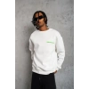 Erkek Oversize Sweatshirt – Beyaz Renk | Ön ve Sırt Baskılı, Üç İplik İçi Pamuklu Kumaş, Rahat Kalıp, Ribanalı Kışlık Sweat | Winagain Polizei Serisi - Beyaz