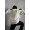 Erkek Oversize Sweatshirt – Beyaz Renk | Ön ve Sırt Baskılı, Üç İplik İçi Pamuklu Kumaş, Rahat Kalıp, Ribanalı Kışlık Sweat | Winagain Polizei Serisi - Beyaz