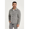 Erkek Pelüş Polar Hırka Gömlek – Yakalı, İlik Düğmeli, Göğüs Cepli, Yumuşak Dokulu Kışlık Regular Fit Rahat Günlük Model - Gri