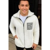 Erkek Polar Fermuarlı Sweatshirt – Kapüşonsuz, Cepli, Yumuşak Dokulu, Oversize Rahat Kalıp, Kışlık Sıcak Tutan Fermuarlı Üst - Beyaz