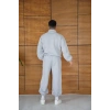 Erkek Premium Parçalı Eşofman Takım - Dik Yaka Fermuarlı Biyeli Sweatshirt Lastik Paça Alt, Oversize 3 iplik Şardonlu - Gri