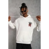 ERKEK SCHOOL BOY BASKILI KAPÜŞONLU SWEAT - BEYAZ