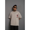 Erkek Sırt Baskılı A Kalite Oversize T-shirt - Gri