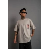 Erkek Sırt Baskılı A Kalite Oversize T-shirt - Gri