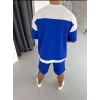 ERKEK ŞORTLU TAKIM – OVERSİZE İKİ İPLİK KUMAŞ, ÖN & ARKA DİJİTAL BASKILI TİŞÖRT VE LASTİKLİ CEPLİ ŞORT, YAZLIK GÜNLÜK SPOR SET - MAVİ
