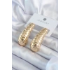 Gold Renk İşleme Detay Pirinç Kadın Küpe