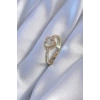 Gold Renk Zirkon Taşlı Kalp Model Pirinç Charm Kadın Yüzük