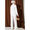 Gömlek Yaka Fitilli Salaş İkili Takım beyaz T4300