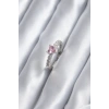 Gümüş Renk Zirkon Taşlı Pembe Kristal Kalp Model Kadın Yüzük