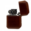Handmade El Yapımı Hakiki Deri Zippo Modeli Çakmak - AG02001 - Koyu Kahverengi