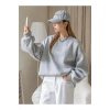 KADIN DÜZ BİSİKLET YAKA SWEAT - GRİ