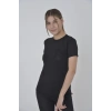 KADIN FİLE CEPLİ SLİM FİT T-SHİRT - SİYAH