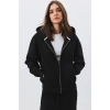 Kadın Premium Fermuarlı Kapşonlu Sweatshirt Siyah 2032